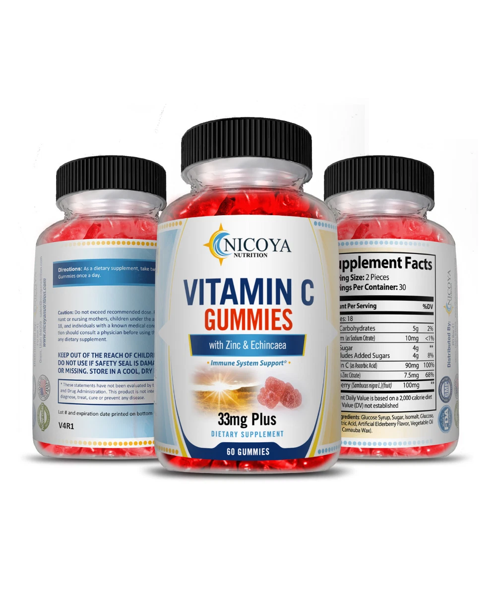 Bottle of Vitamin C Gummies for Immune & Heart Support – 60ct, 33mg+ to support health and wellness