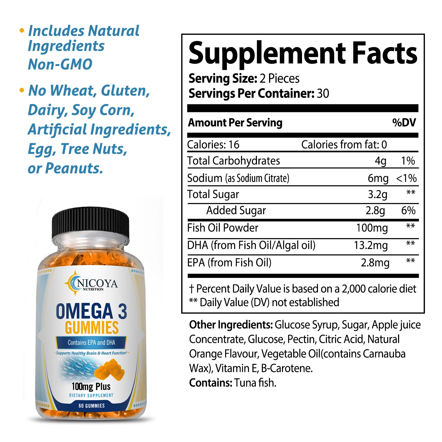 Bottle of Omega-3 Fish Oil Gummies for Joint & Heart Support – 100 MG+, 60ct to support health and wellness