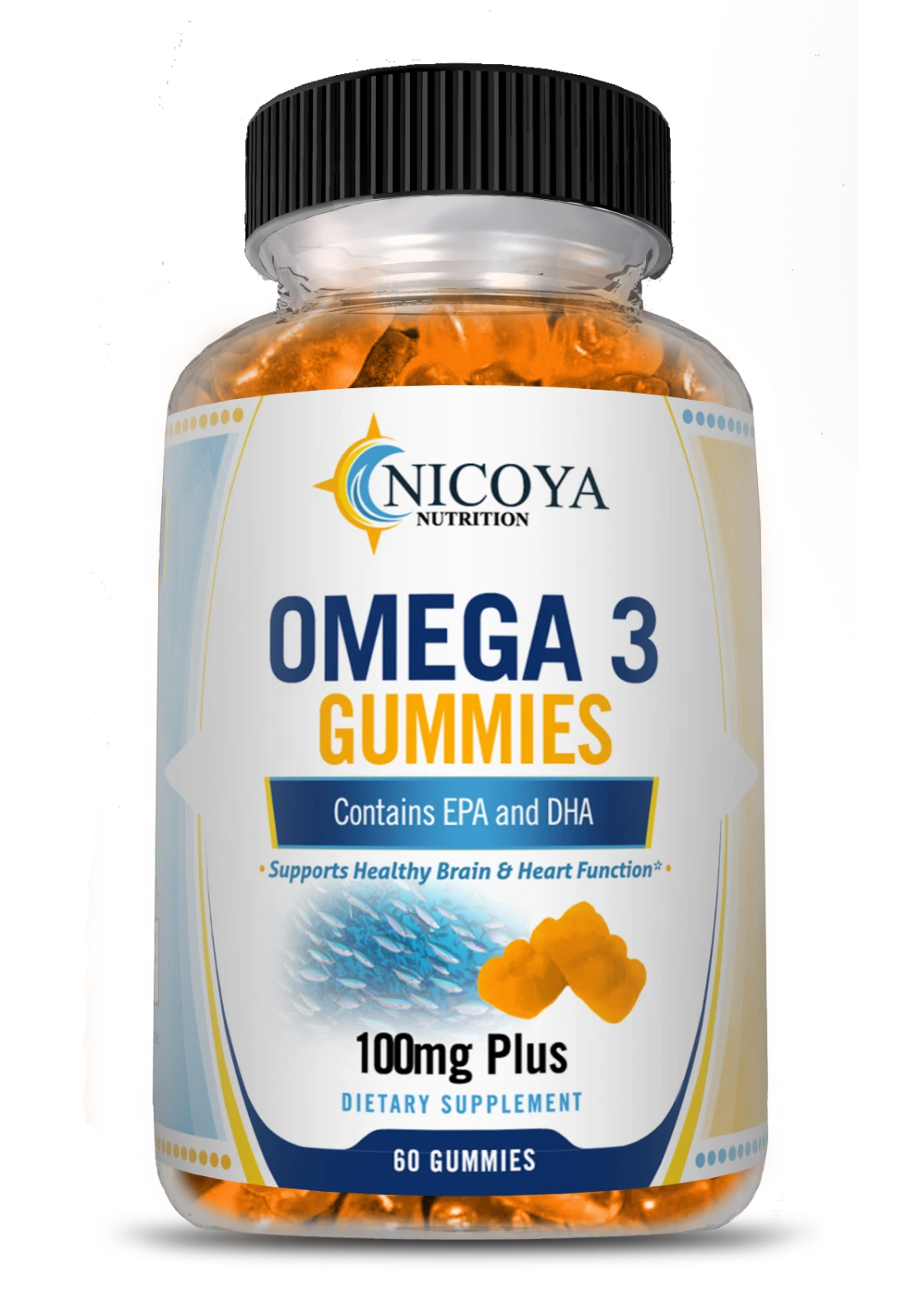Bottle of Omega-3 Fish Oil Gummies for Joint & Heart Support – 100 MG+, 60ct to support health and wellness