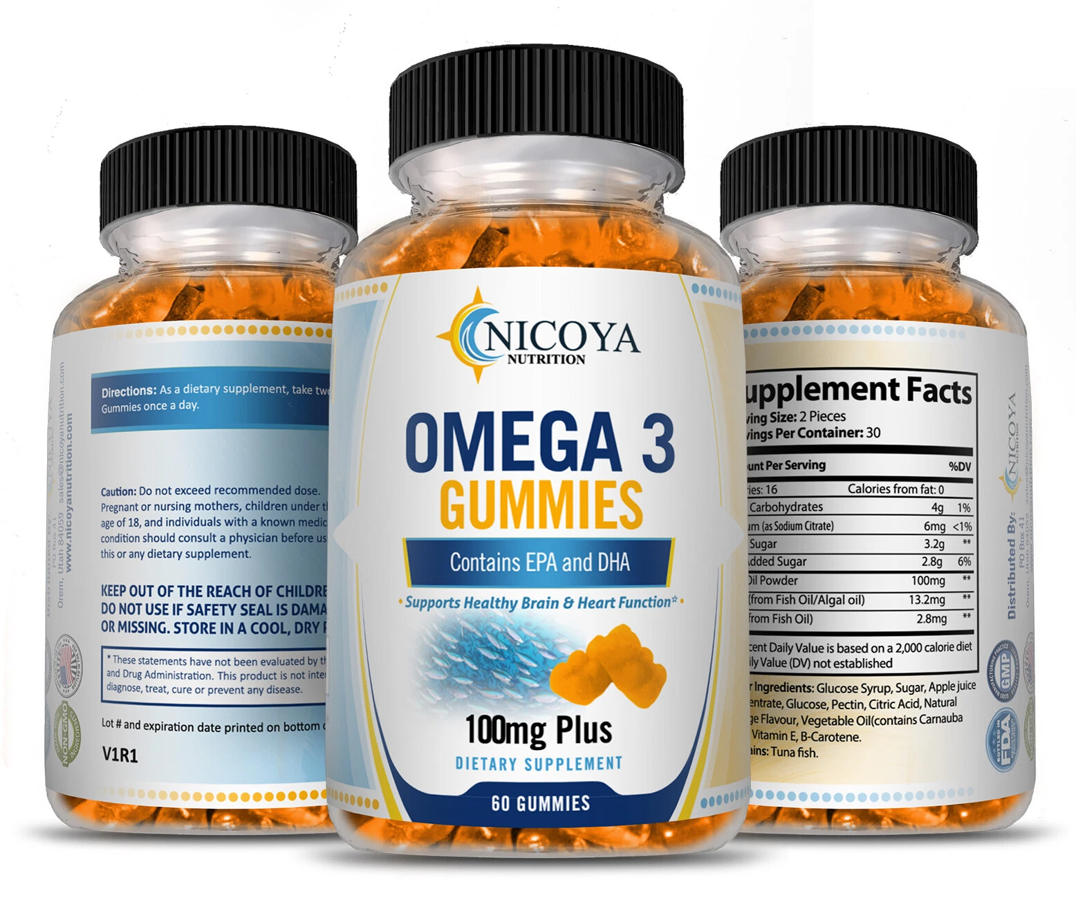 Bottle of Omega-3 Fish Oil Gummies for Joint & Heart Support – 100 MG+, 60ct to support health and wellness