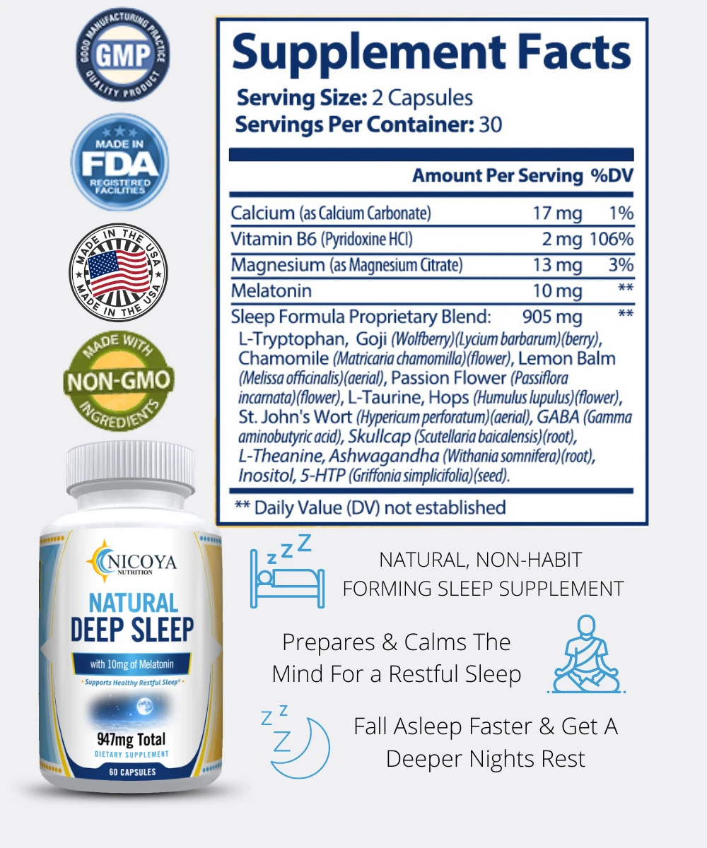 Bottle of Melatonin Sleep Supplement for Deep Sleep & Relaxation – 60ct to support health and wellness
