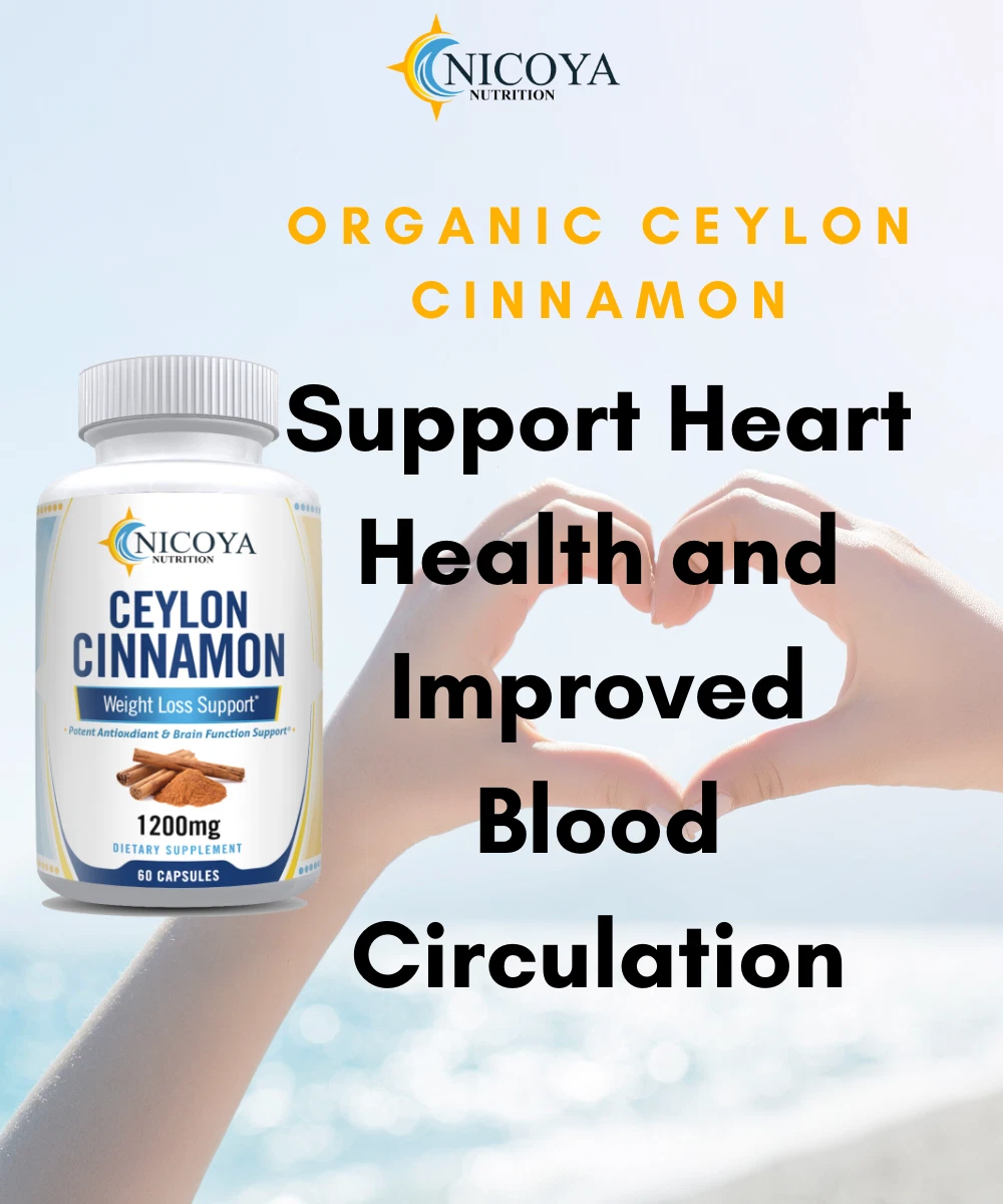 Bottle of Ceylon Cinnamon Supplement for Blood Sugar & Heart Support – 60ct to support health and wellness