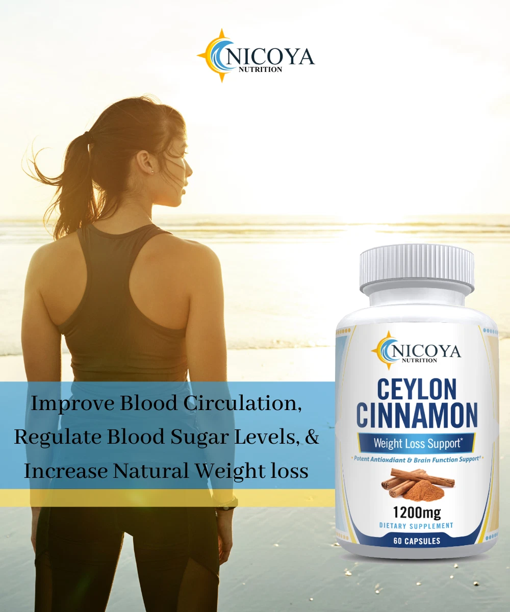 Bottle of Ceylon Cinnamon Supplement for Blood Sugar & Heart Support – 60ct to support health and wellness
