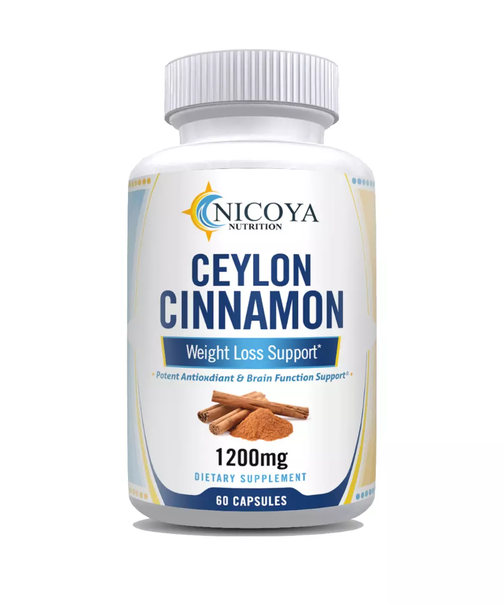 Bottle of Ceylon Cinnamon Supplement for Blood Sugar & Heart Support – 60ct to support health and wellness