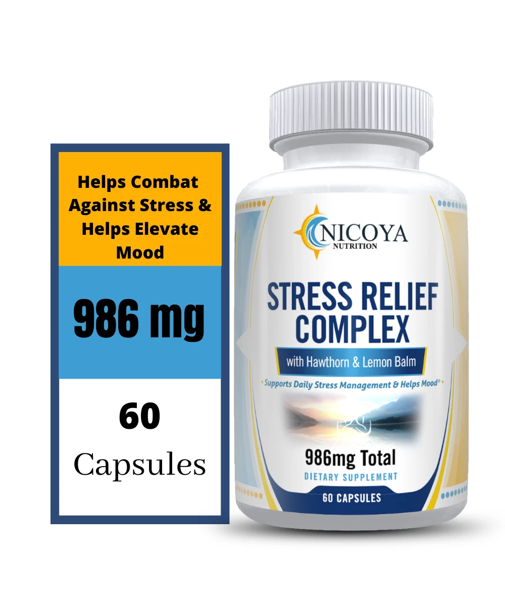 Bottle of Stress Relief & Anti-Anxiety Supplement – All Natural Complex to support health and wellness