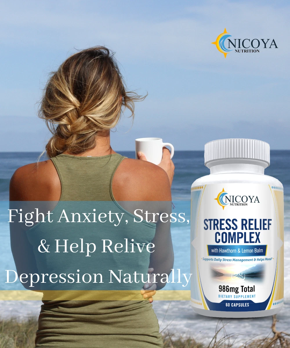Bottle of Stress Relief & Anti-Anxiety Supplement – All Natural Complex to support health and wellness