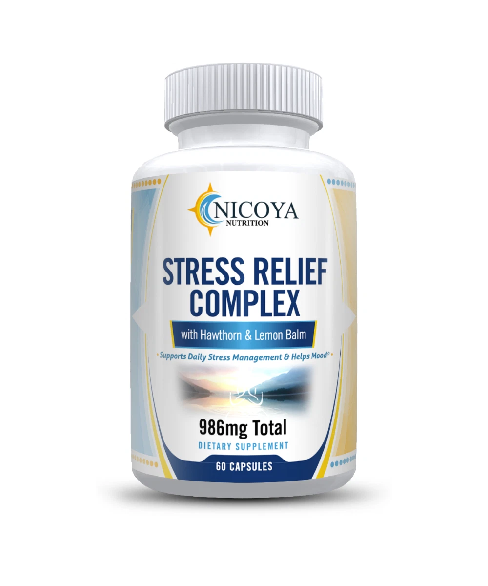 Bottle of Stress Relief & Anti-Anxiety Supplement – All Natural Complex to support health and wellness