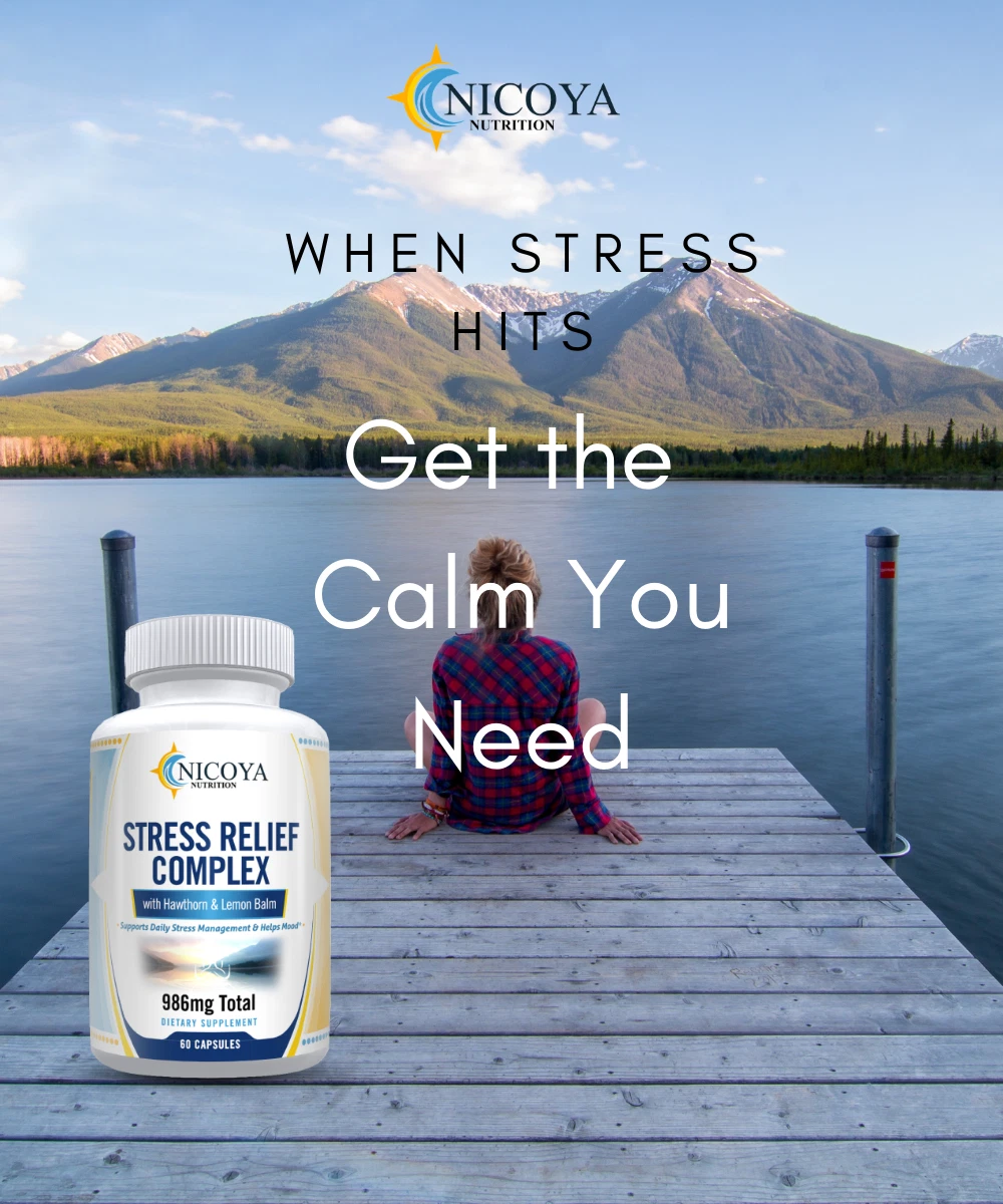 Bottle of Stress Relief & Anti-Anxiety Supplement – All Natural Complex to support health and wellness