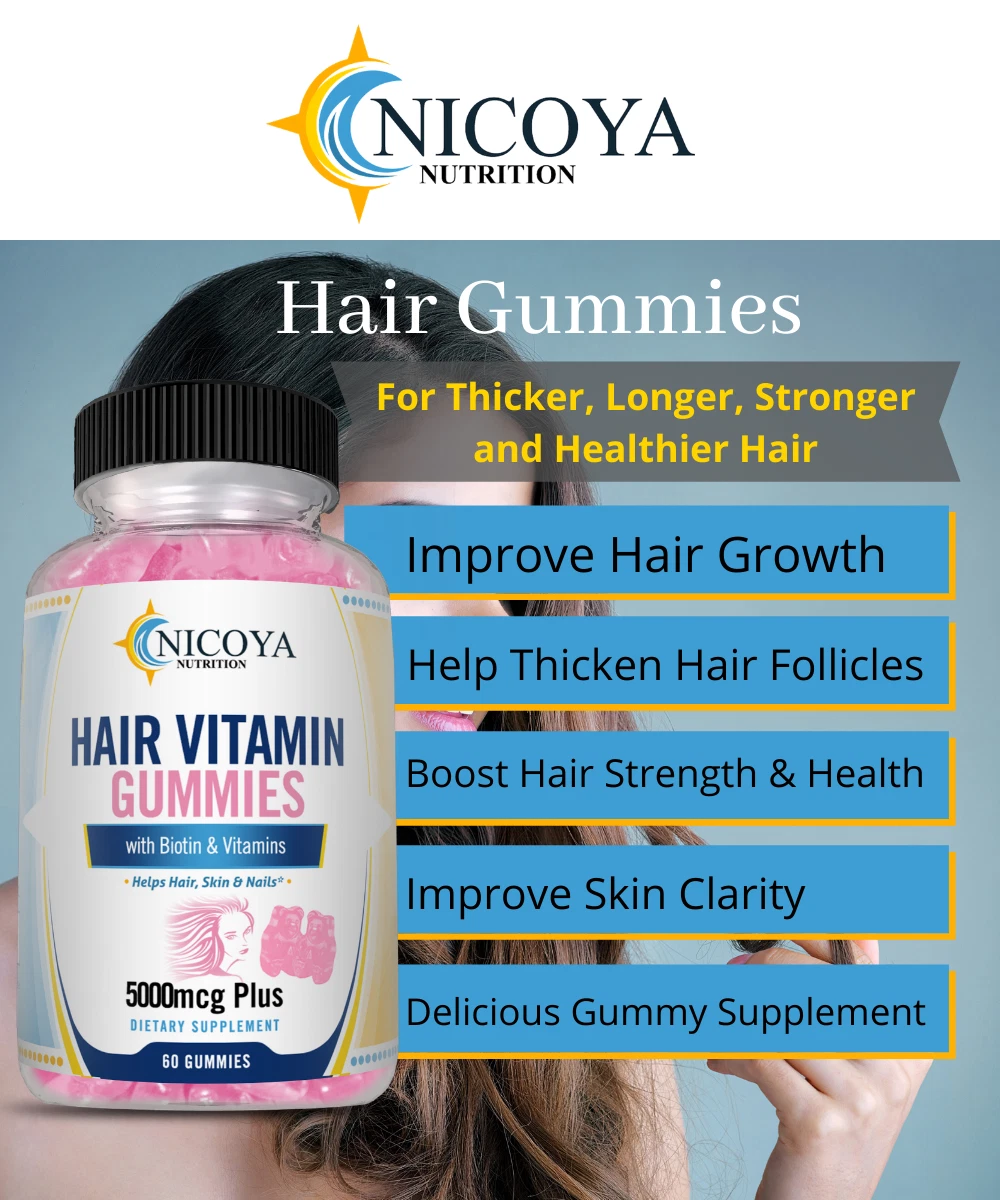Bottle of Biotin Hair Growth Gummies for Hair Growth & Health Support – 5000mcg, 60ct to support health and wellness