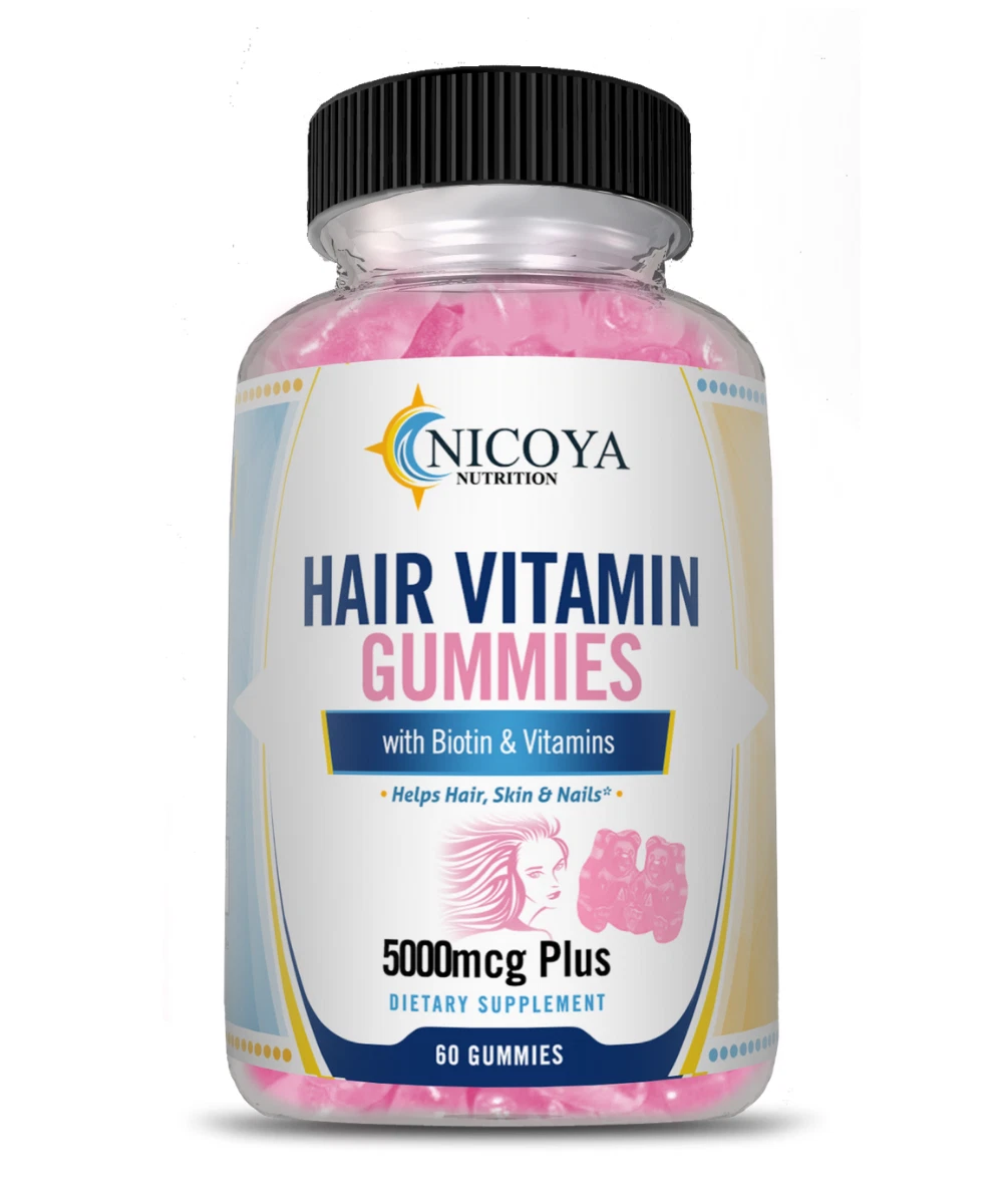 Bottle of Biotin Hair Growth Gummies for Hair Growth & Health Support – 5000mcg, 60ct to support health and wellness