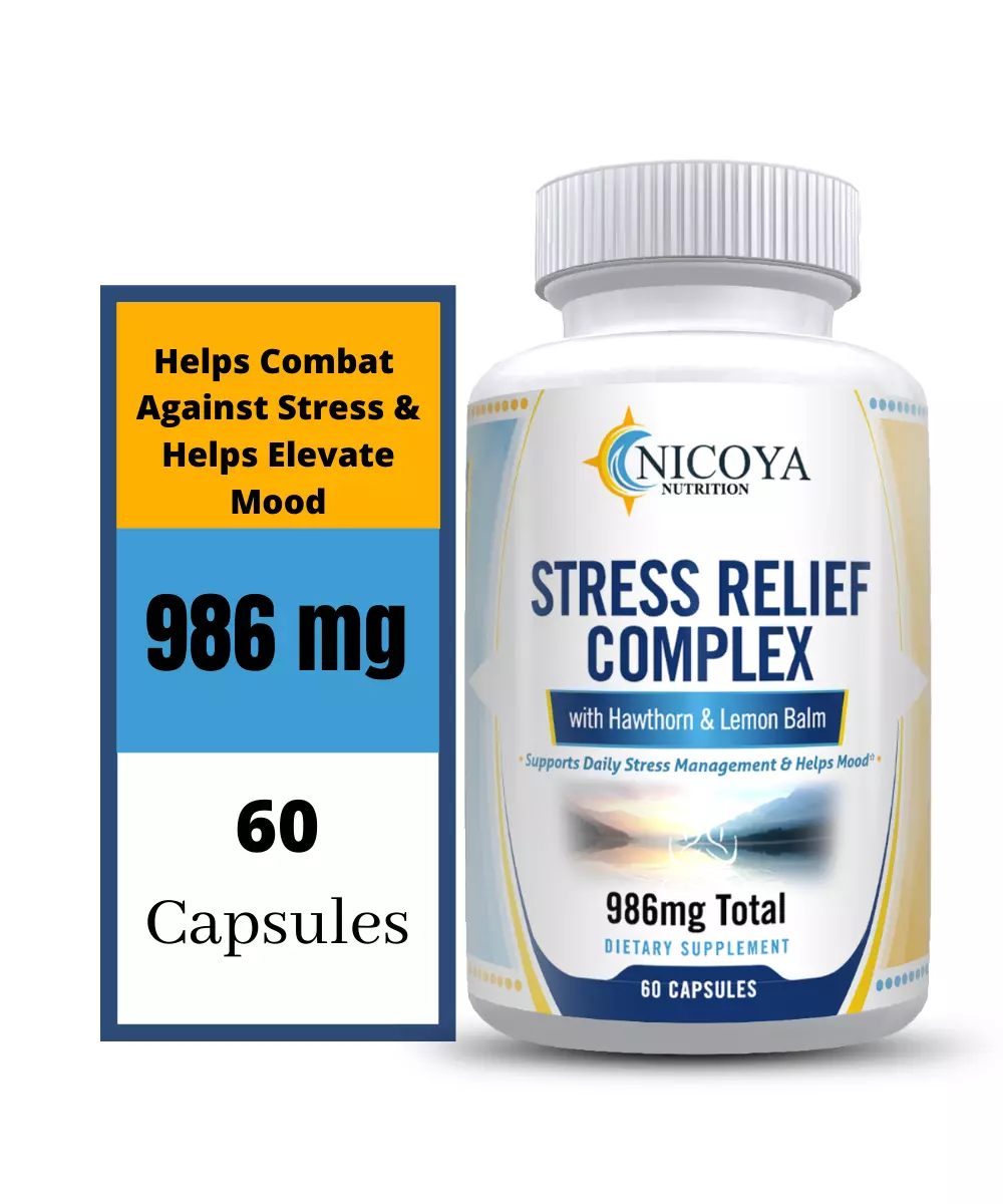Bottle of Stress Relief & Anti-Anxiety Vitamin Supplement – Natural Calming Capsules to support health and wellness