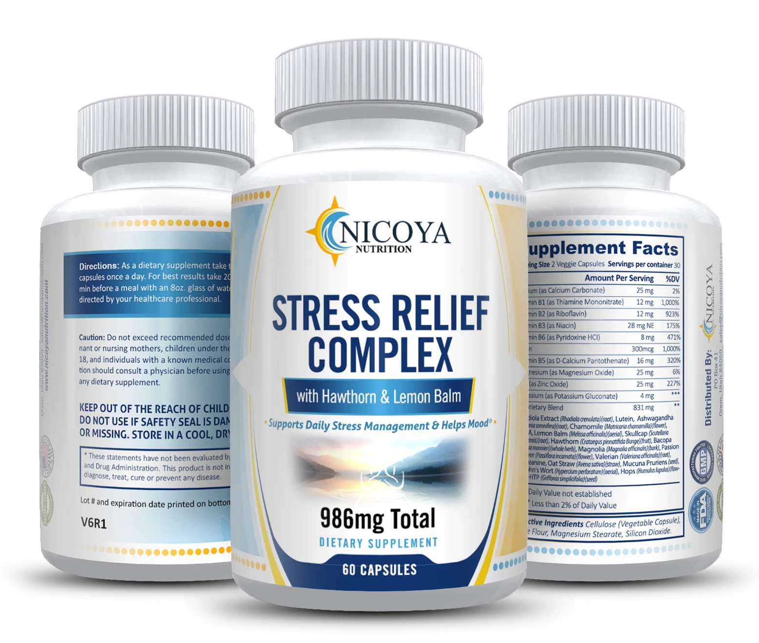 Bottle of Stress Relief & Anti-Anxiety Vitamin Supplement – Natural Calming Capsules to support health and wellness