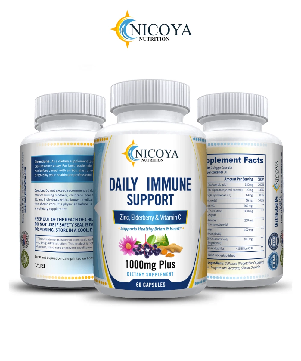 Bottle of Elderberry Immune Support Supplement – 12 in 1, 1000MG+ to support health and wellness