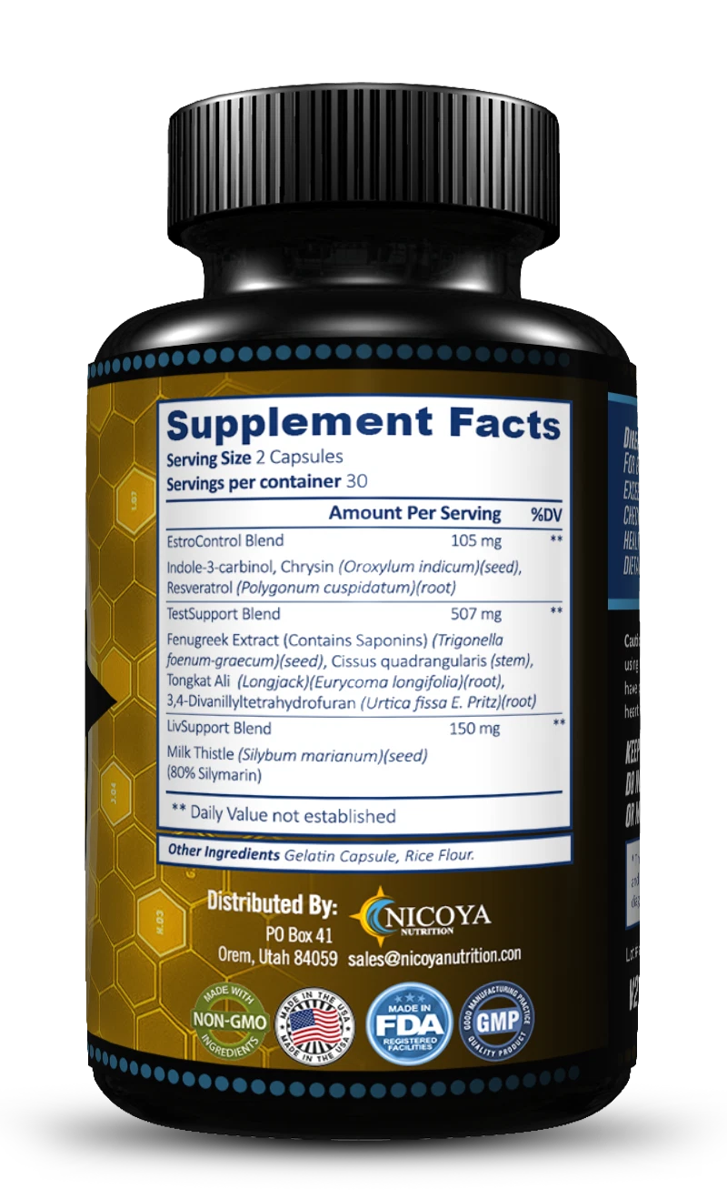 Bottle of PCT Supplement for Hormone & Male Support – 700 MG+ to support health and wellness