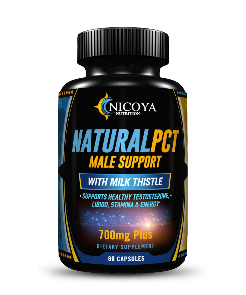 Bottle of PCT Supplement for Hormone & Male Support – 700 MG+ to support health and wellness