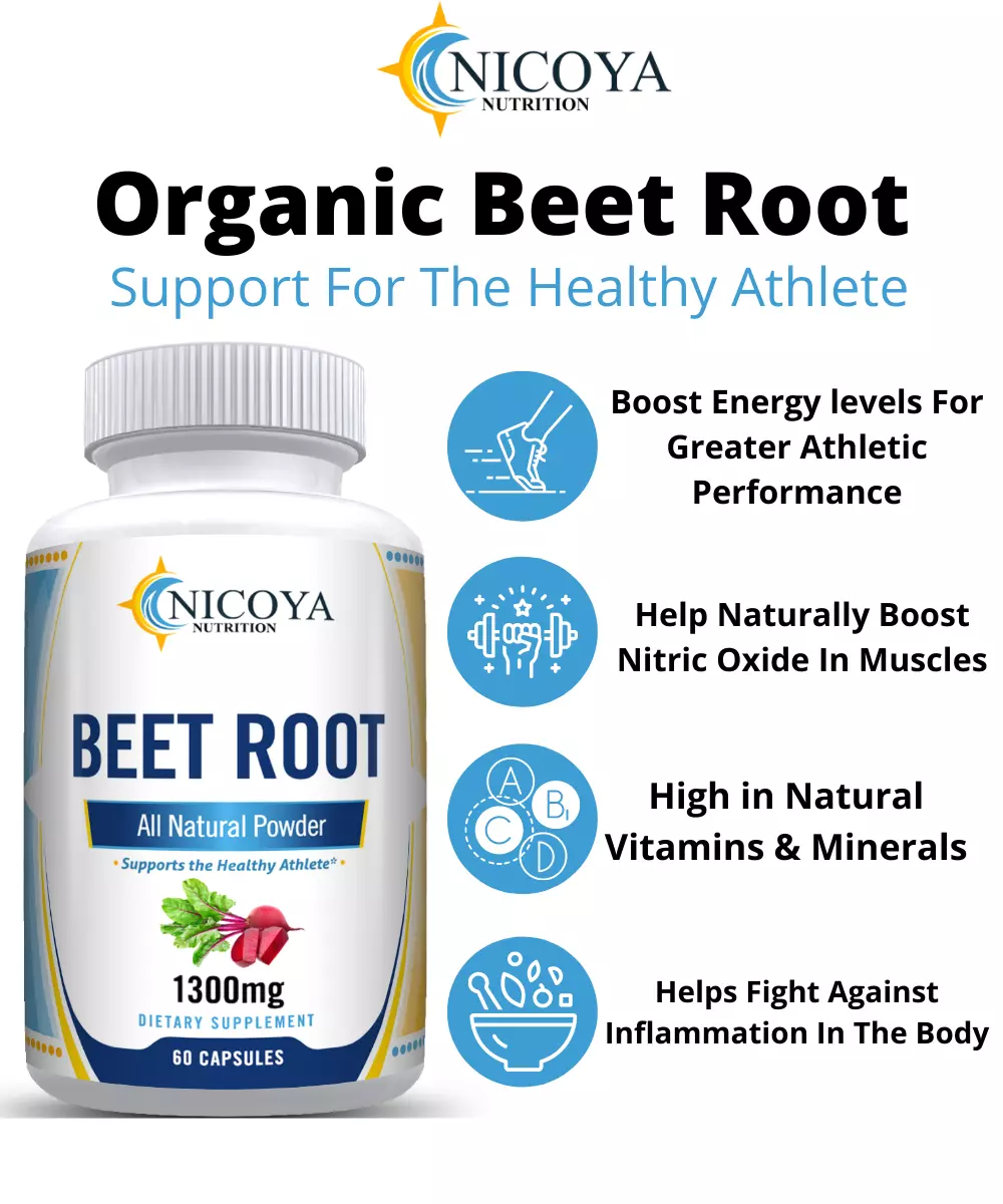 Bottle of Beetroot Nitric Oxide Booster for Circulation & Energy Support – 1300mg to support health and wellness