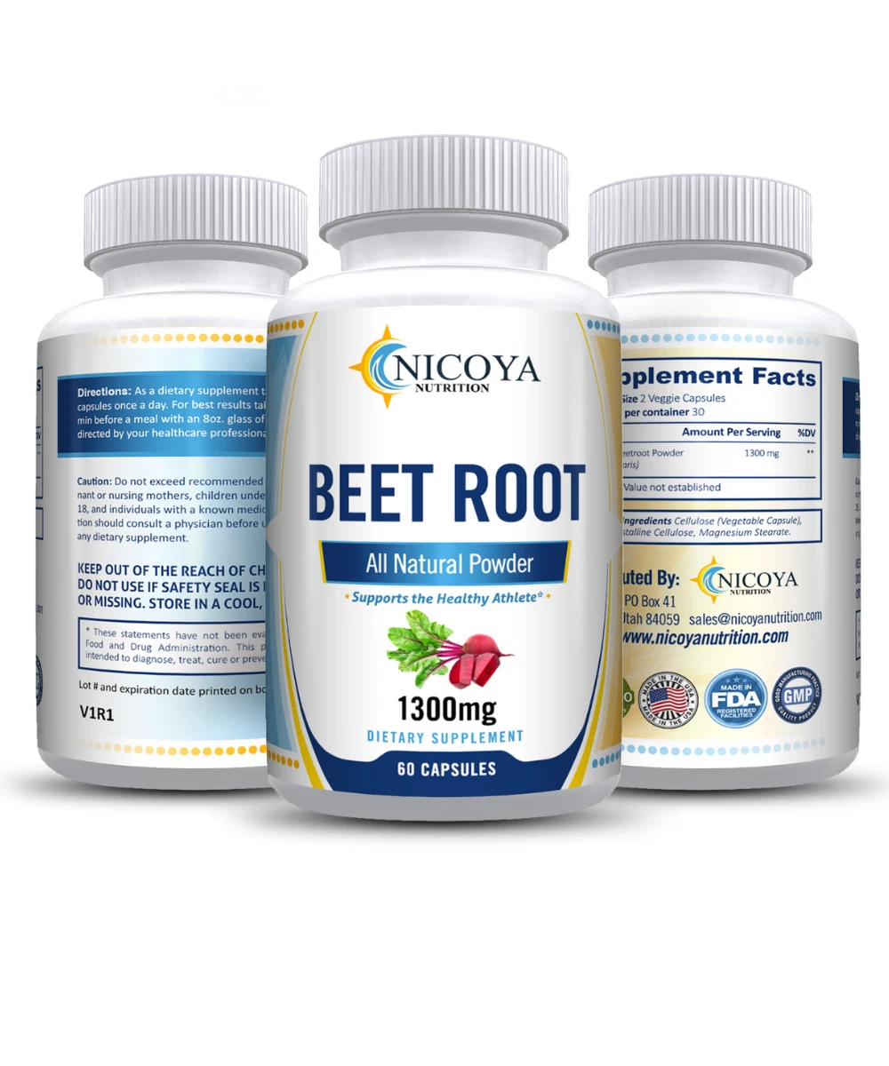 Bottle of Beetroot Nitric Oxide Booster for Circulation & Energy Support – 1300mg to support health and wellness