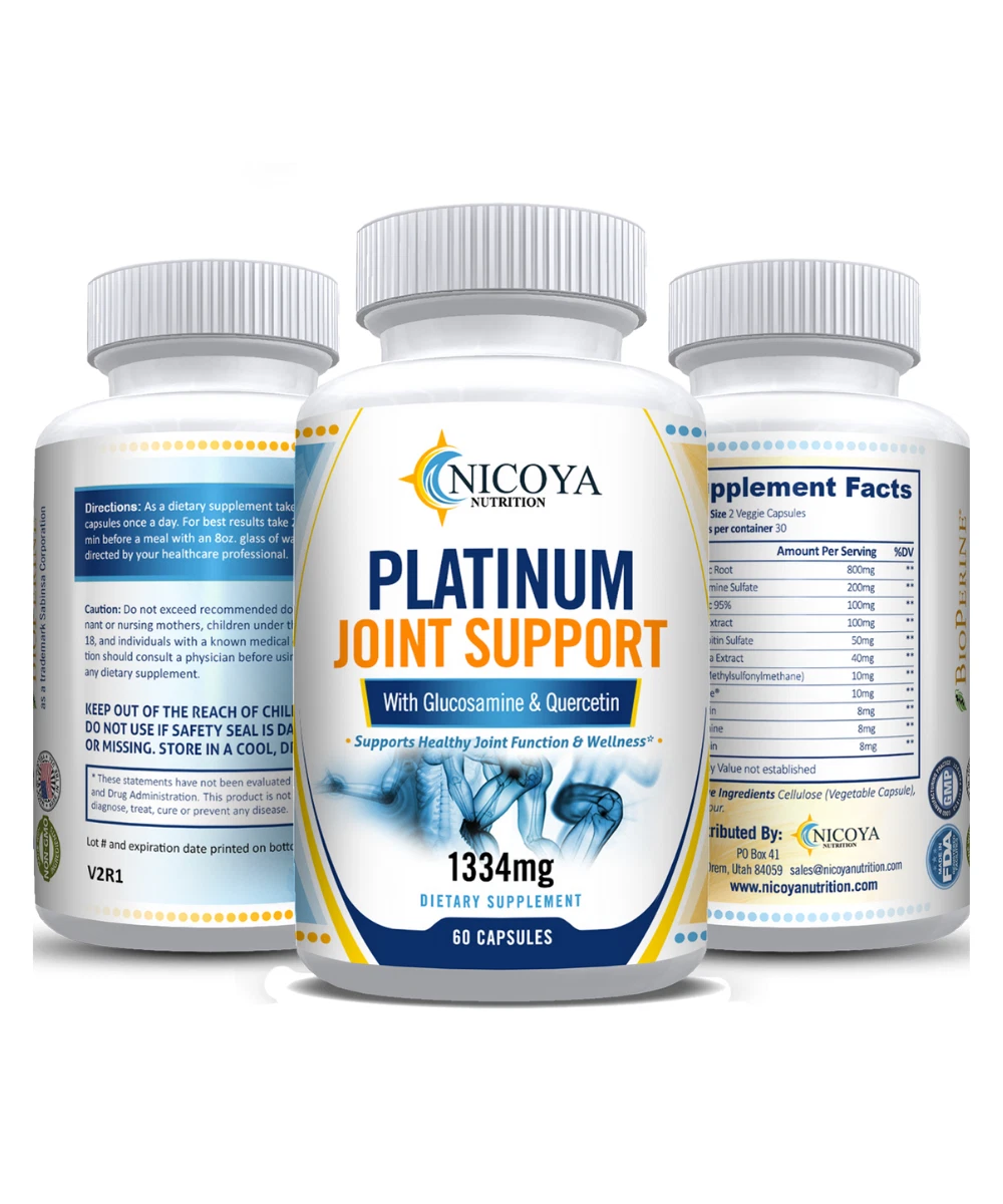 Bottle of Glucosamine Platinum Joint Support for Pain Relief & Mobility – 1334MG to support health and wellness