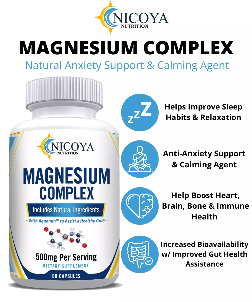 Bottle of Magnesium Complex Supplement for Stress & Relaxation Support – 500mg to support health and wellness