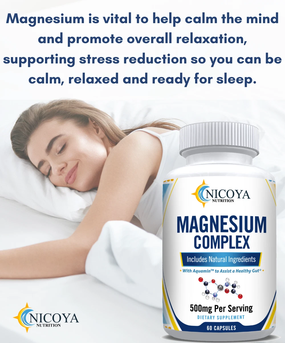 Bottle of Magnesium Complex Supplement for Stress & Relaxation Support – 500mg to support health and wellness