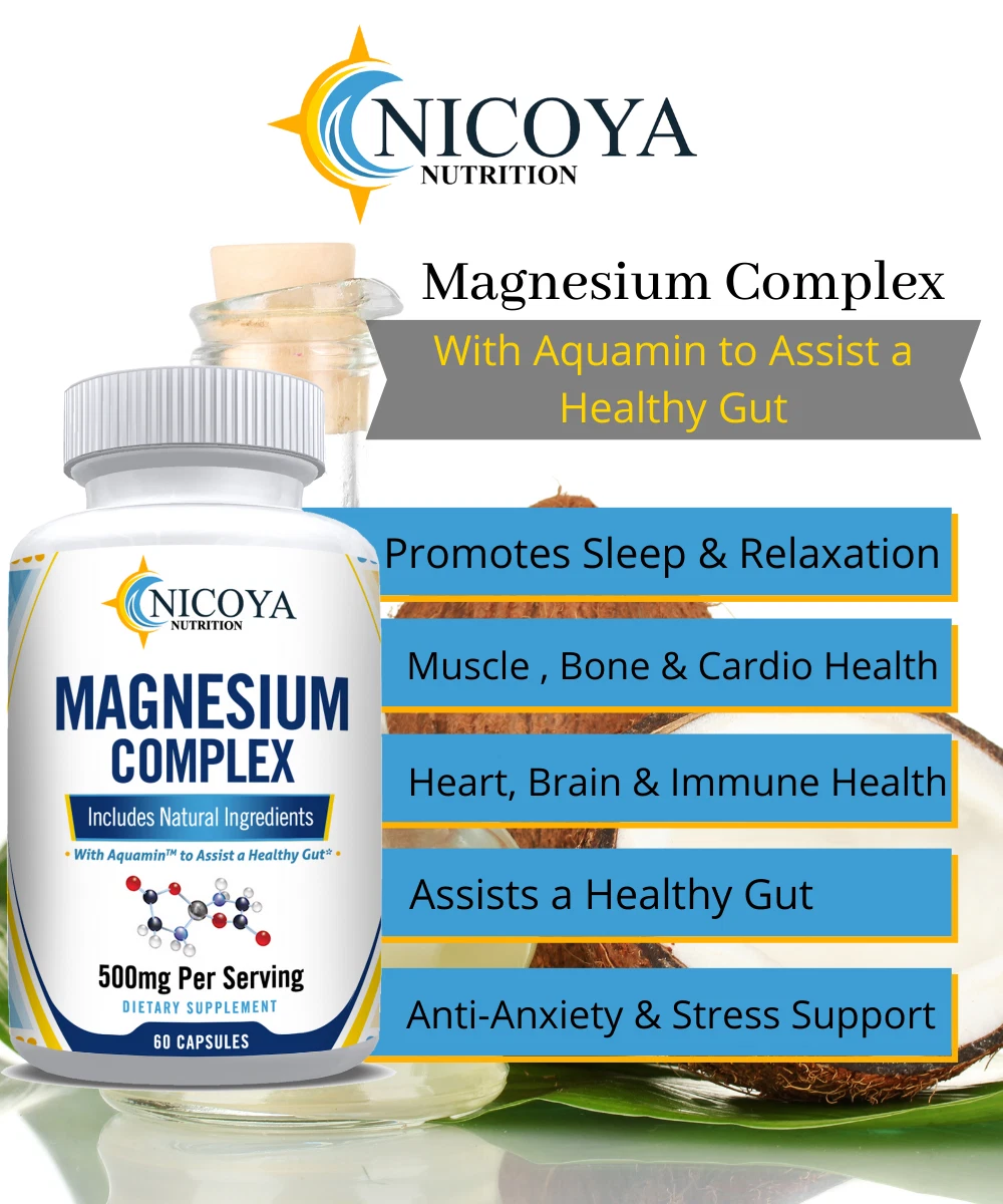 Bottle of Magnesium Complex Supplement for Stress & Relaxation Support – 500mg to support health and wellness