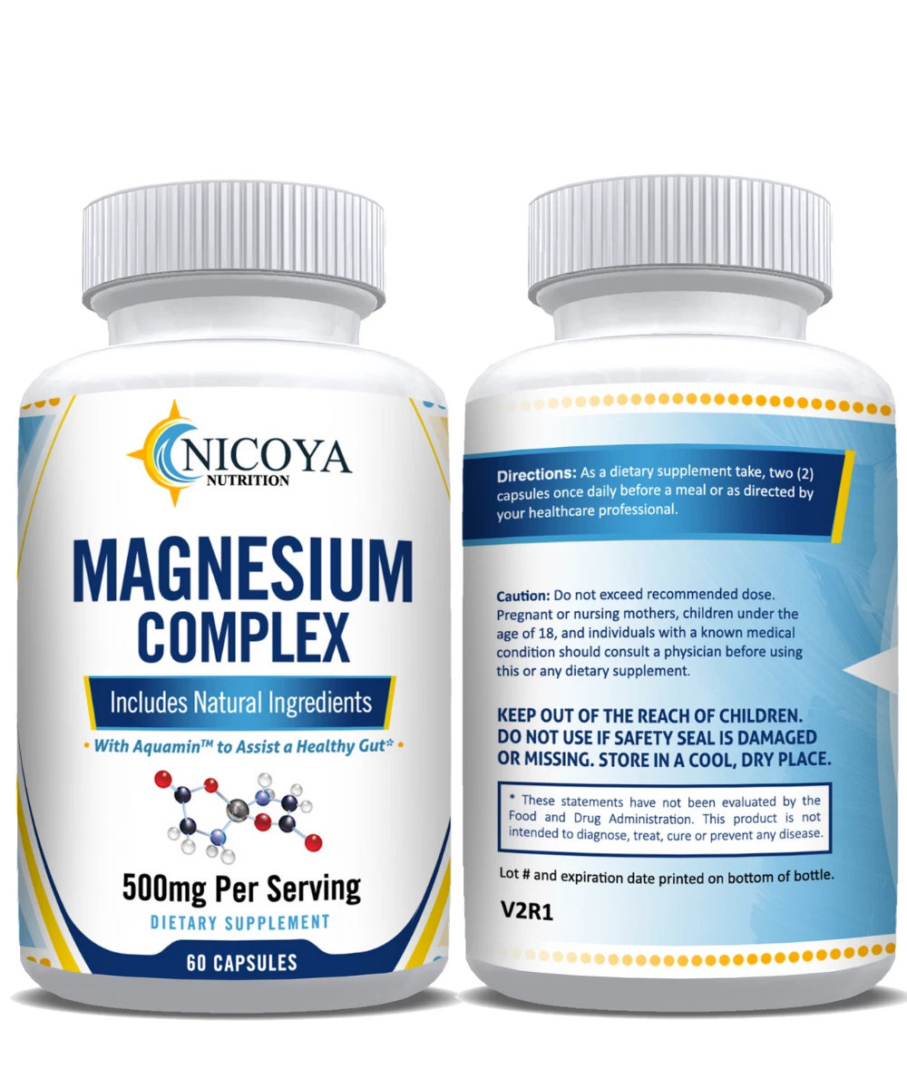 Bottle of Magnesium Complex Supplement for Stress & Relaxation Support – 500mg to support health and wellness