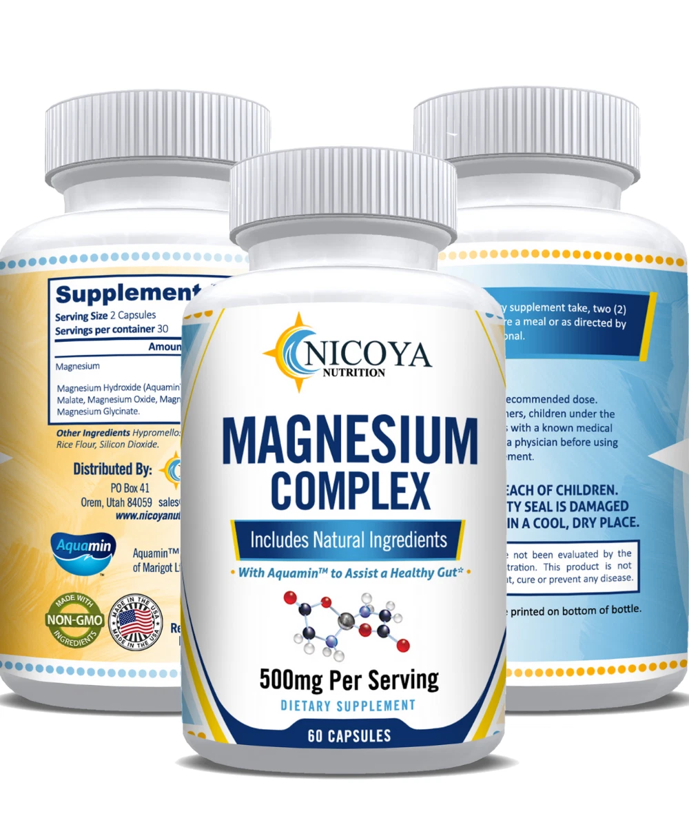 Bottle of Magnesium Complex Supplement for Stress & Relaxation Support – 500mg to support health and wellness