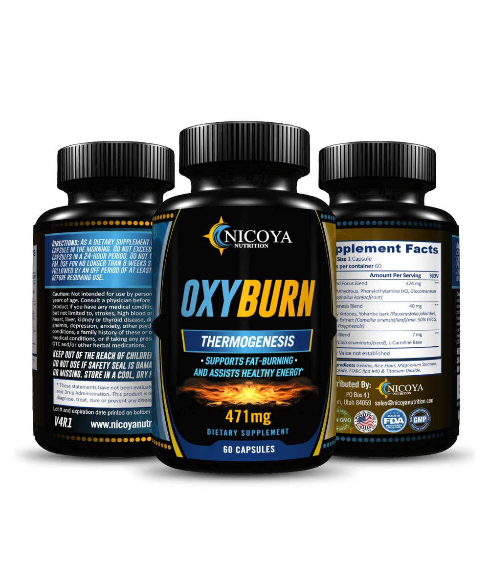 Bottle of Thermogenic OXY BURN Supplement for Weight Loss & Energy Support to support health and wellness
