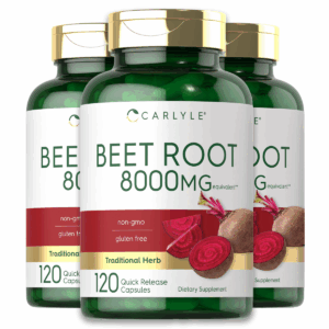 Bottle of Beet Root Capsules 8000mg to support health and wellness