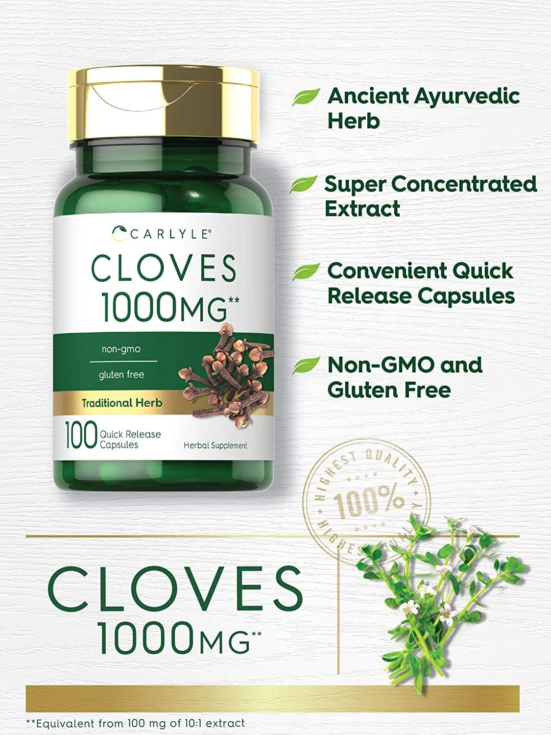 Bottle of Cloves Supplement Capsules 1000mg to support health and wellness