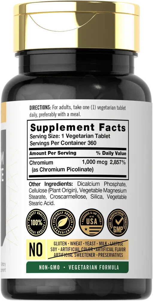 Bottle of Ultra Chromium Picolinate 1000mcg to support health and wellness