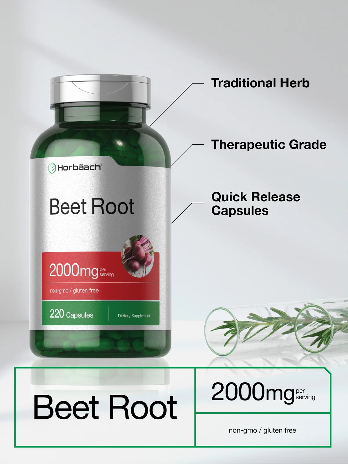 Bottle of Beet Root Powder Capsules 2000mg to support health and wellness