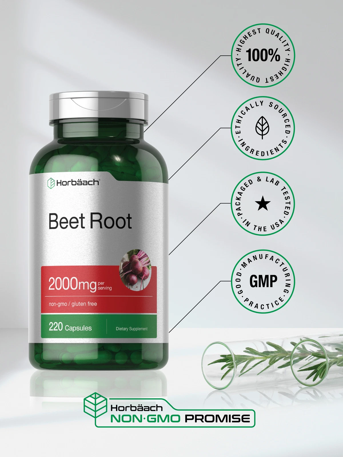 Bottle of Beet Root Powder Capsules 2000mg to support health and wellness
