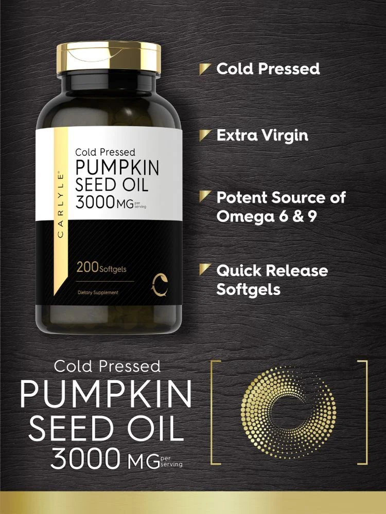 Bottle of Pumpkin Seed Oil 3000mg to support health and wellness