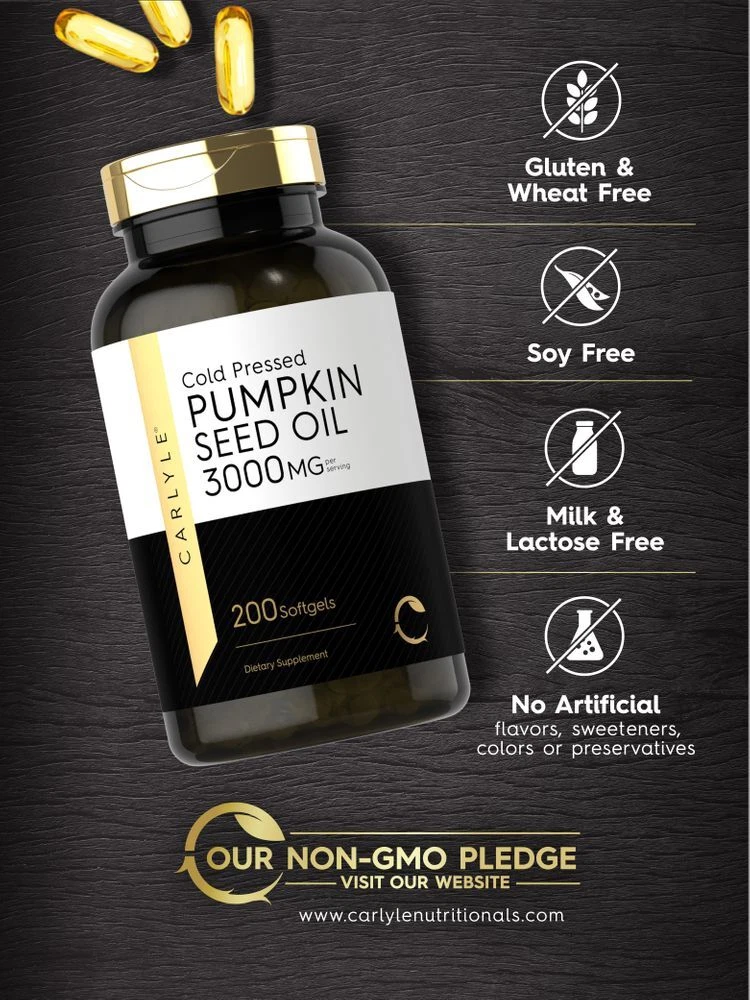 Bottle of Pumpkin Seed Oil 3000mg to support health and wellness