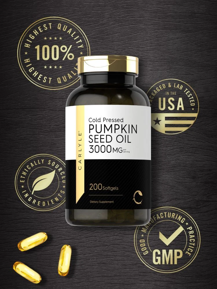 Bottle of Pumpkin Seed Oil 3000mg to support health and wellness