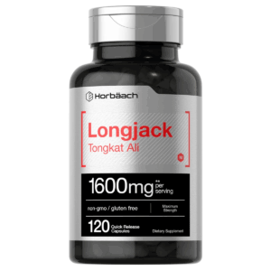 Bottle of Longjack (Tongkat Ali) 1600mg to support health and wellness