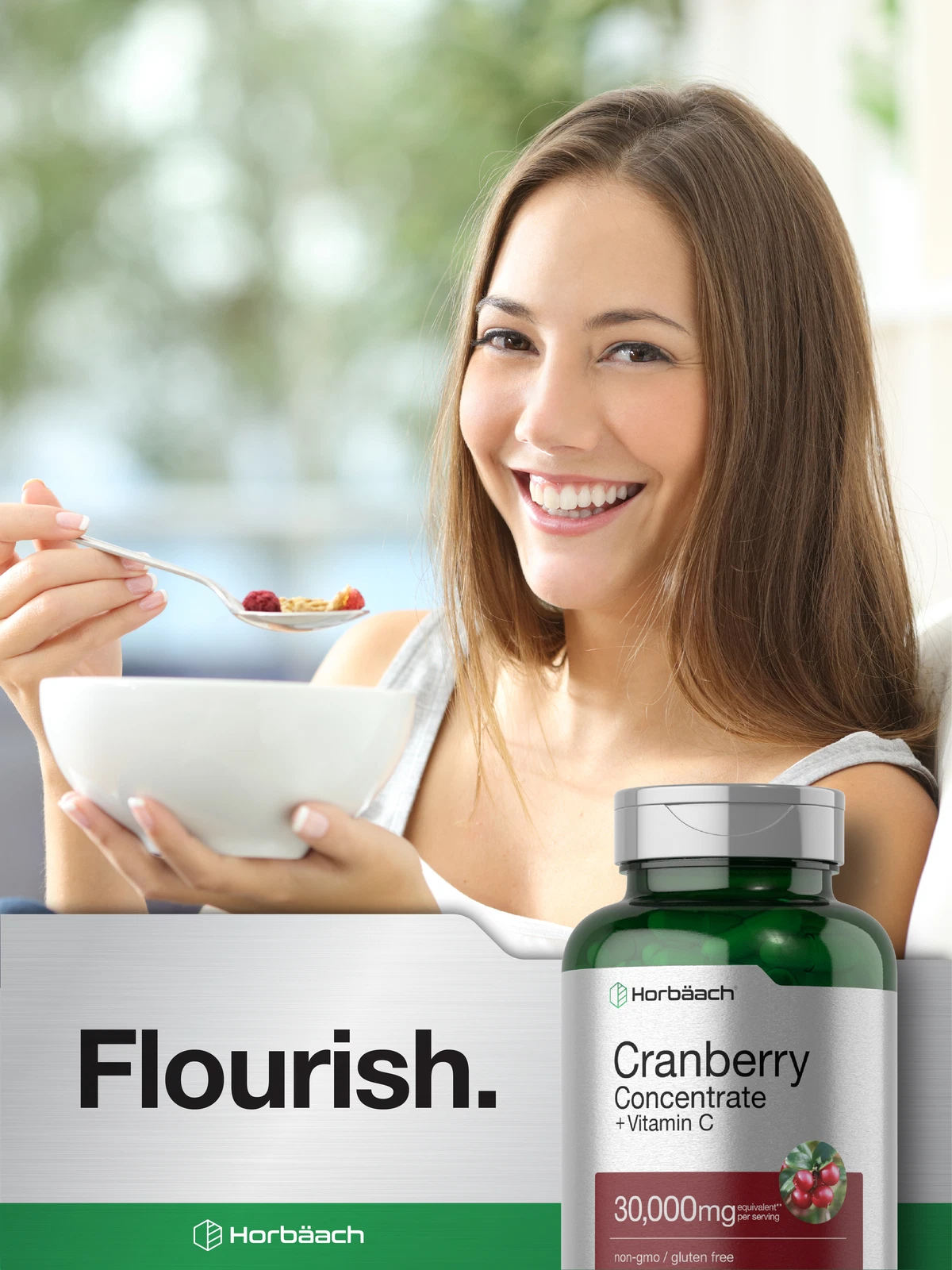 Bottle of Cranberry Capsules 30,000mg + Vitamin C to support health and wellness
