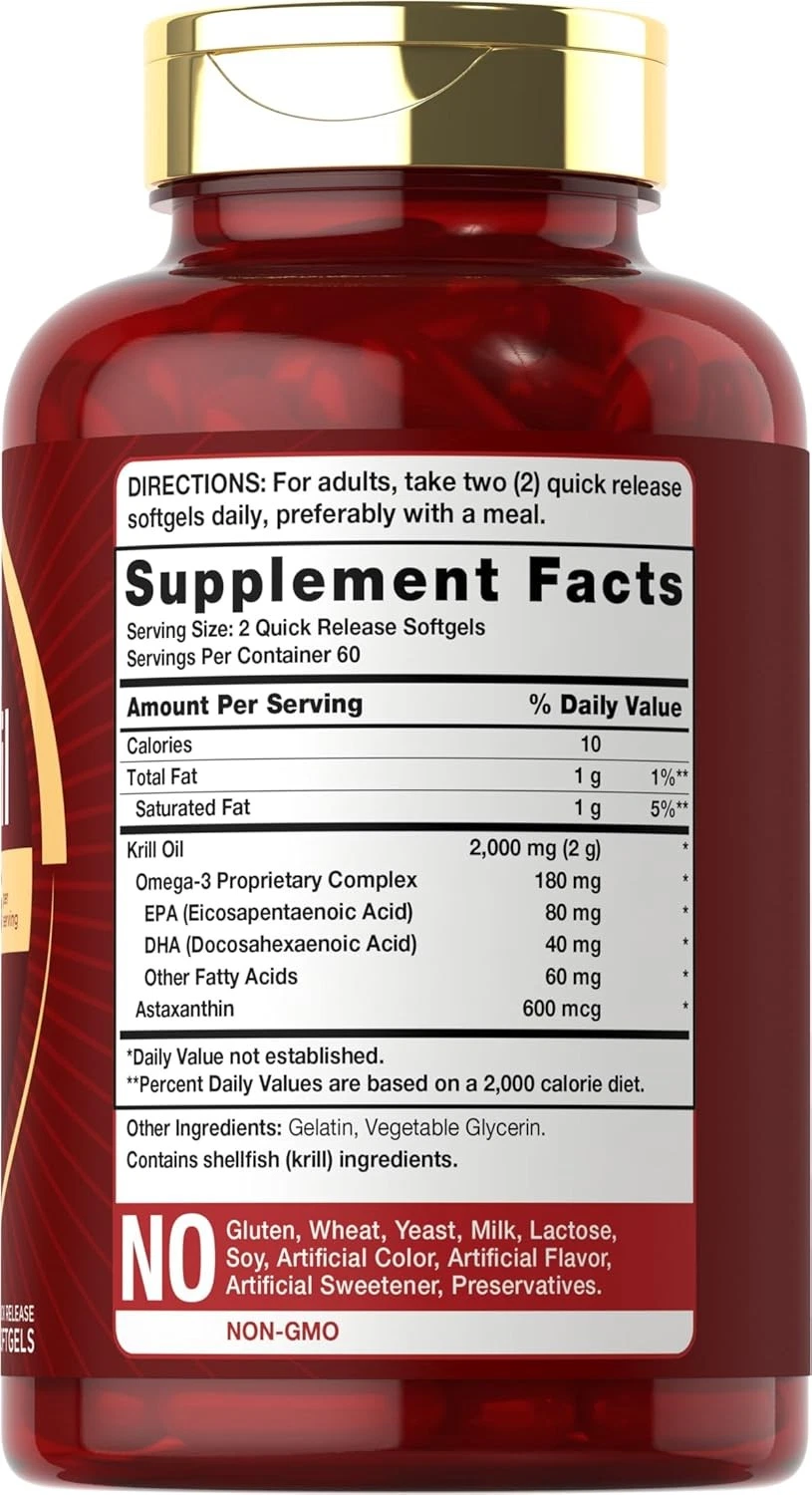 Bottle of Antarctic Krill Oil 2000mg to support health and wellness