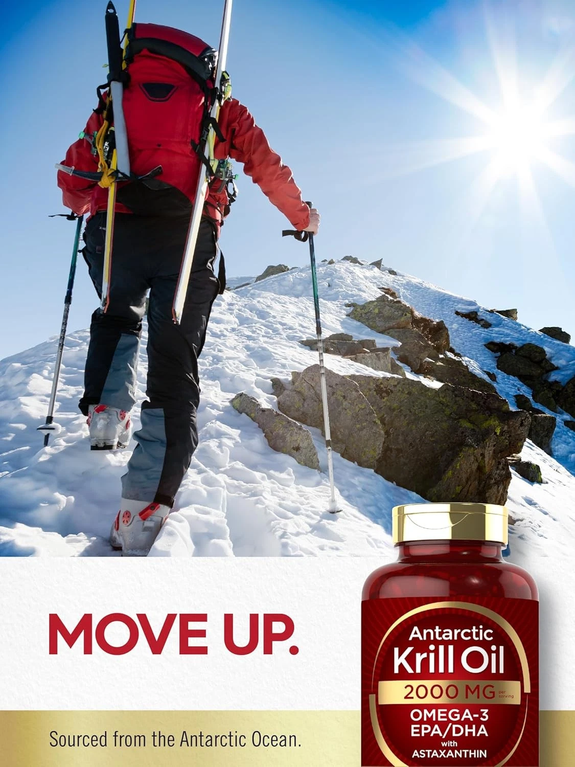 Bottle of Antarctic Krill Oil 2000mg to support health and wellness