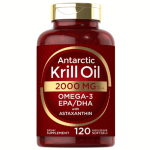 Bottle of Antarctic Krill Oil 2000mg to support health and wellness