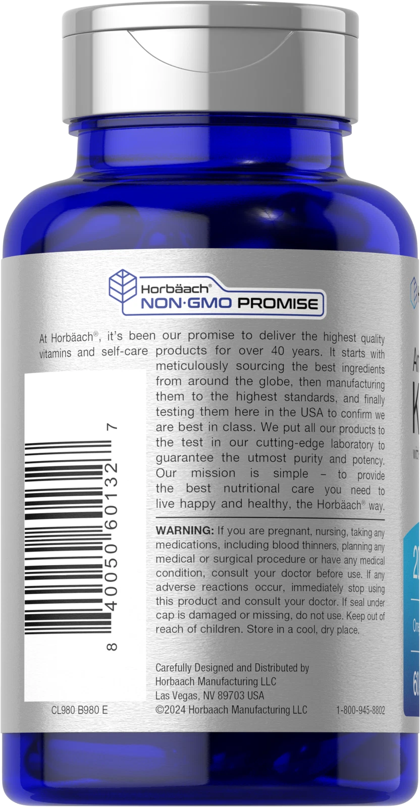 Bottle of Horbaach Krill Oil 2000mg to support health and wellness