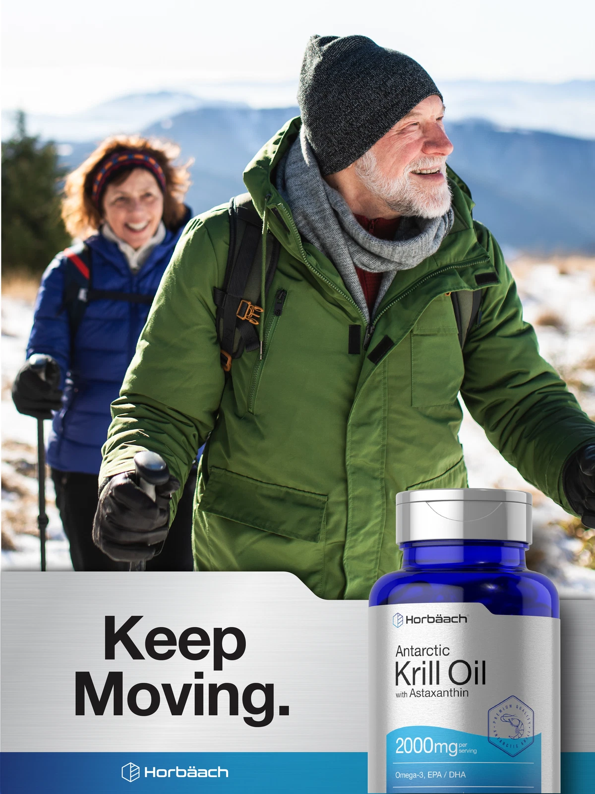 Bottle of Horbaach Krill Oil 2000mg to support health and wellness