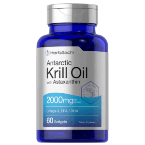 Bottle of Horbaach Krill Oil 2000mg to support health and wellness