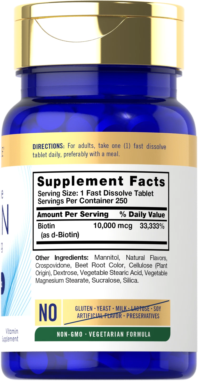 Bottle of Biotin 10000mcg Fast Dissolve Tablets to support health and wellness