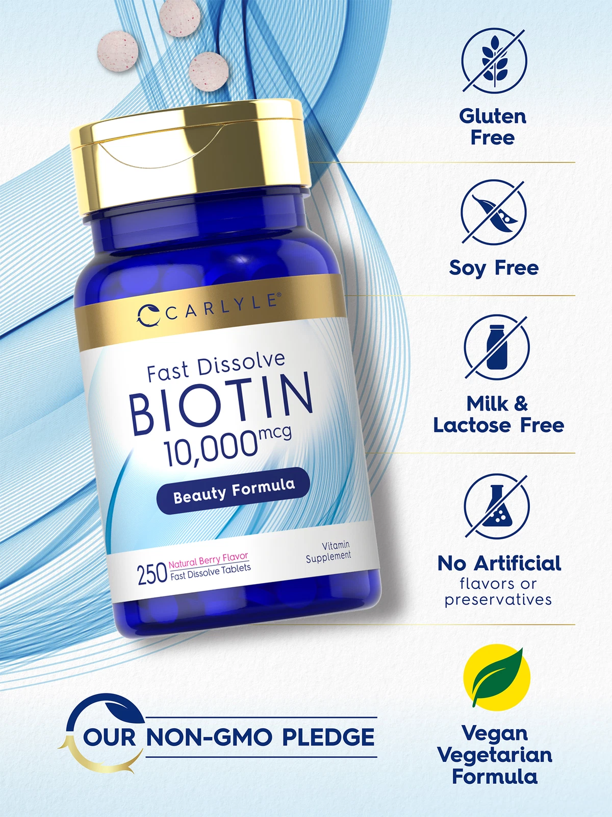 Bottle of Biotin 10000mcg Fast Dissolve Tablets to support health and wellness