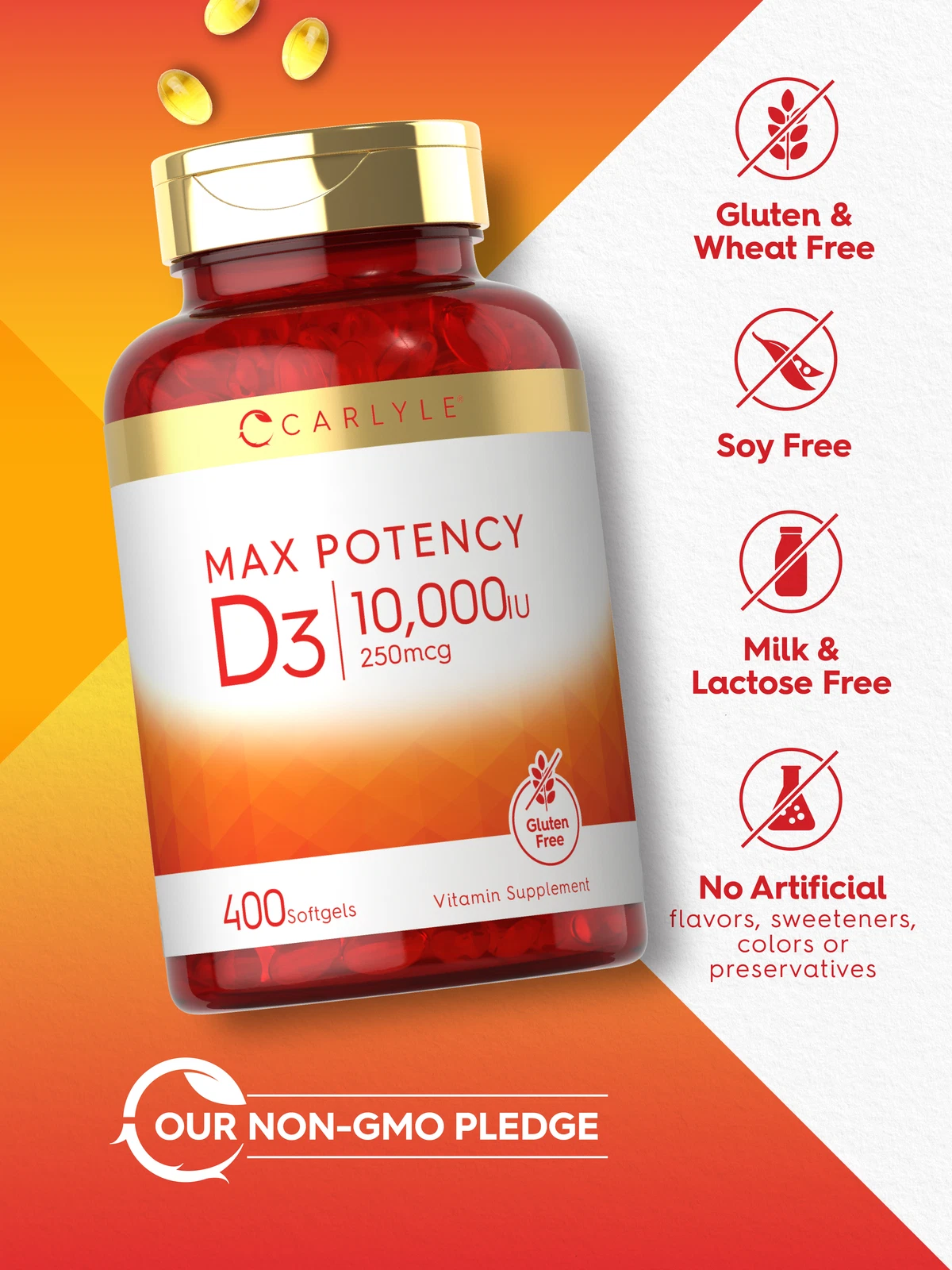 Bottle of Vitamin D3 10000 IU to support health and wellness