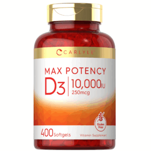 Bottle of Vitamin D3 10000 IU to support health and wellness