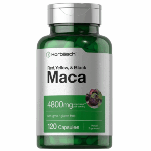 Bottle of Maca Root Capsules 4800mg to support health and wellness