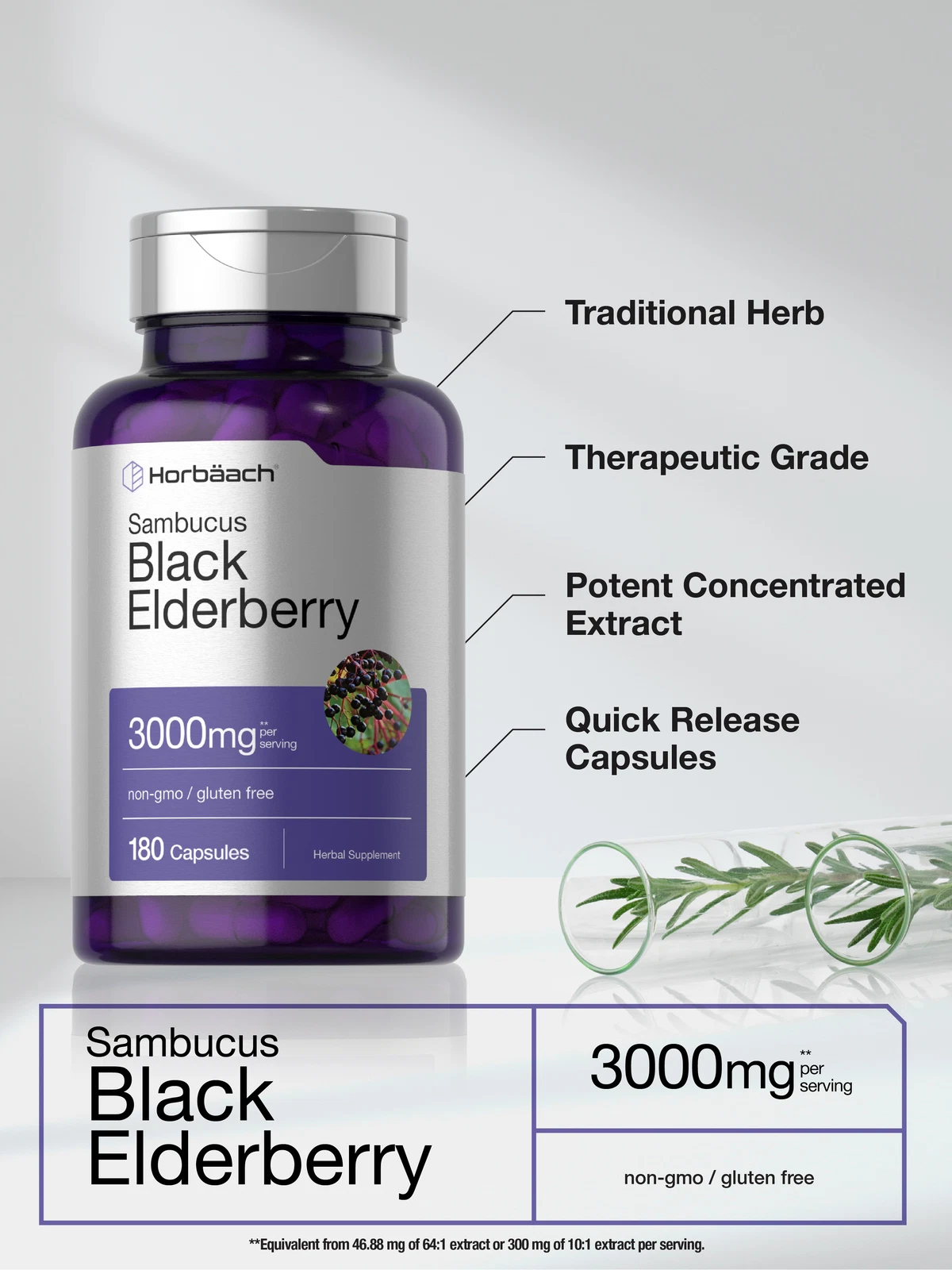 Bottle of Black Elderberry Capsules 3000mg to support health and wellness